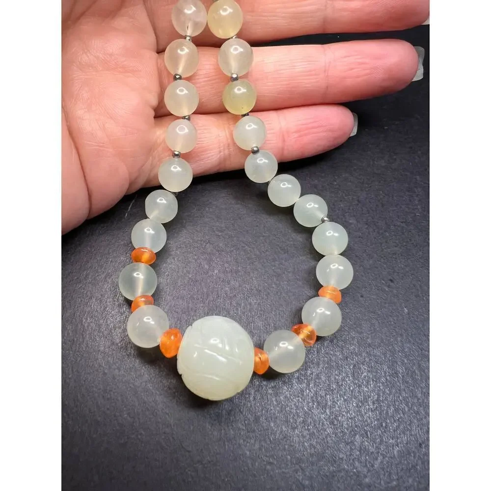 NEW serpentine and carnelian necklace with sterling silver clasp